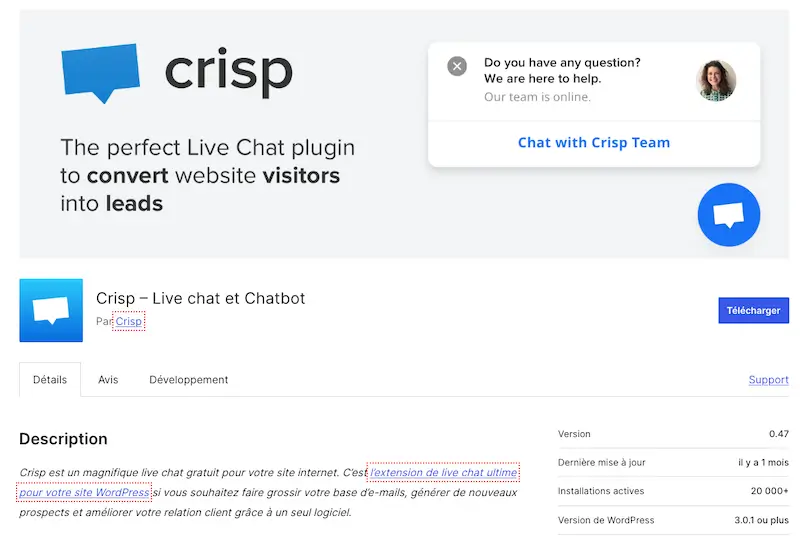 Crisp Live Chat WordPress
