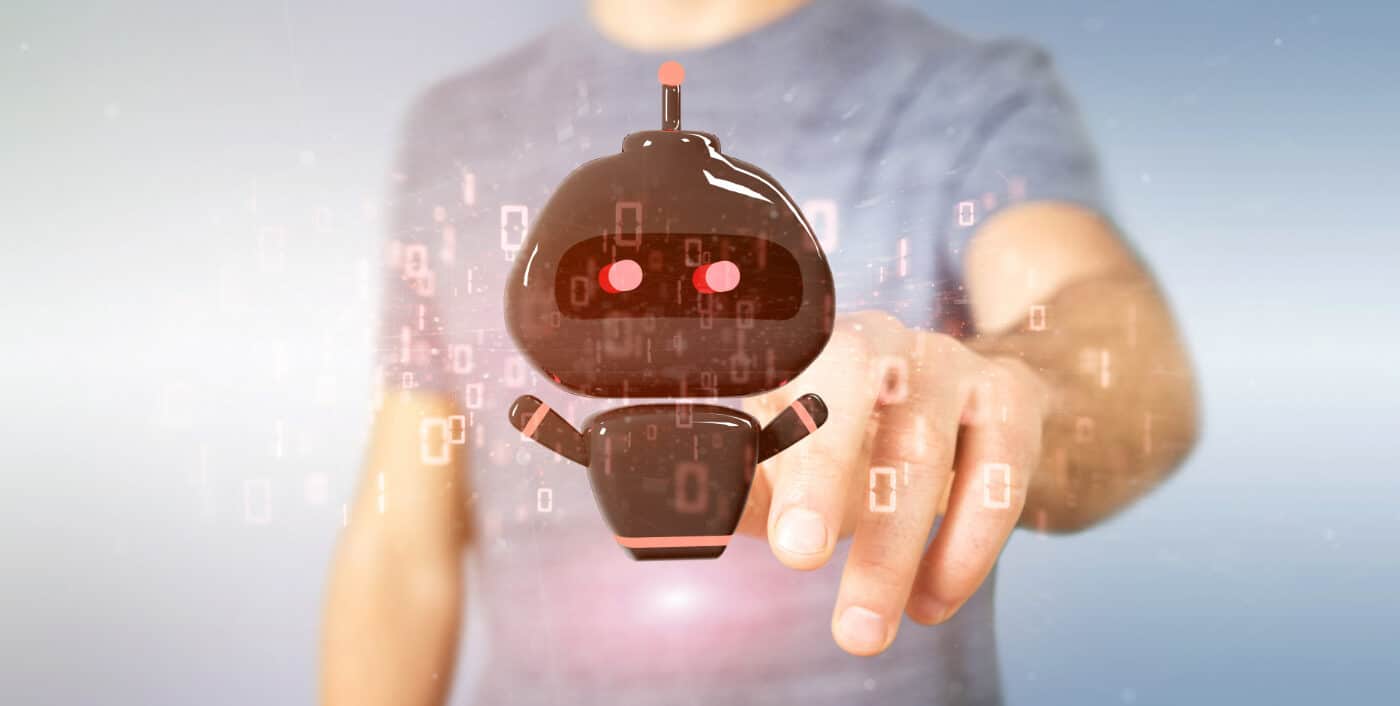 homme qui touche un chatbot