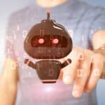 homme qui touche un chatbot