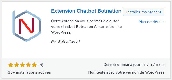 Plugin officiel WordPress Botnation
