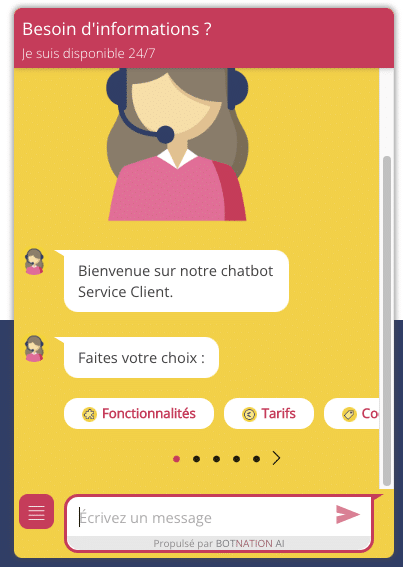 Discussion avec chatbot Botnation