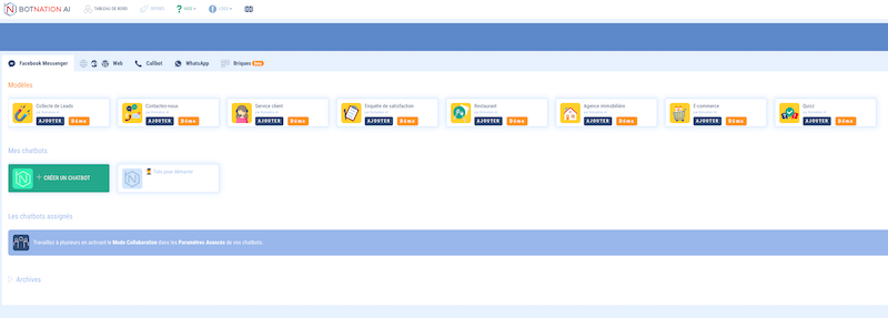 Modèles de chatbot disponibles
